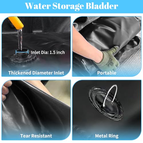Image of Water Storage Bladder, 100Gal /400 L RV Water Tank, Portable Large Capacity Water Bag, Thickened 0.9 mm Heavy Duty Foldable Reservoir for Camping Garden Outdoor RV Emergency Water