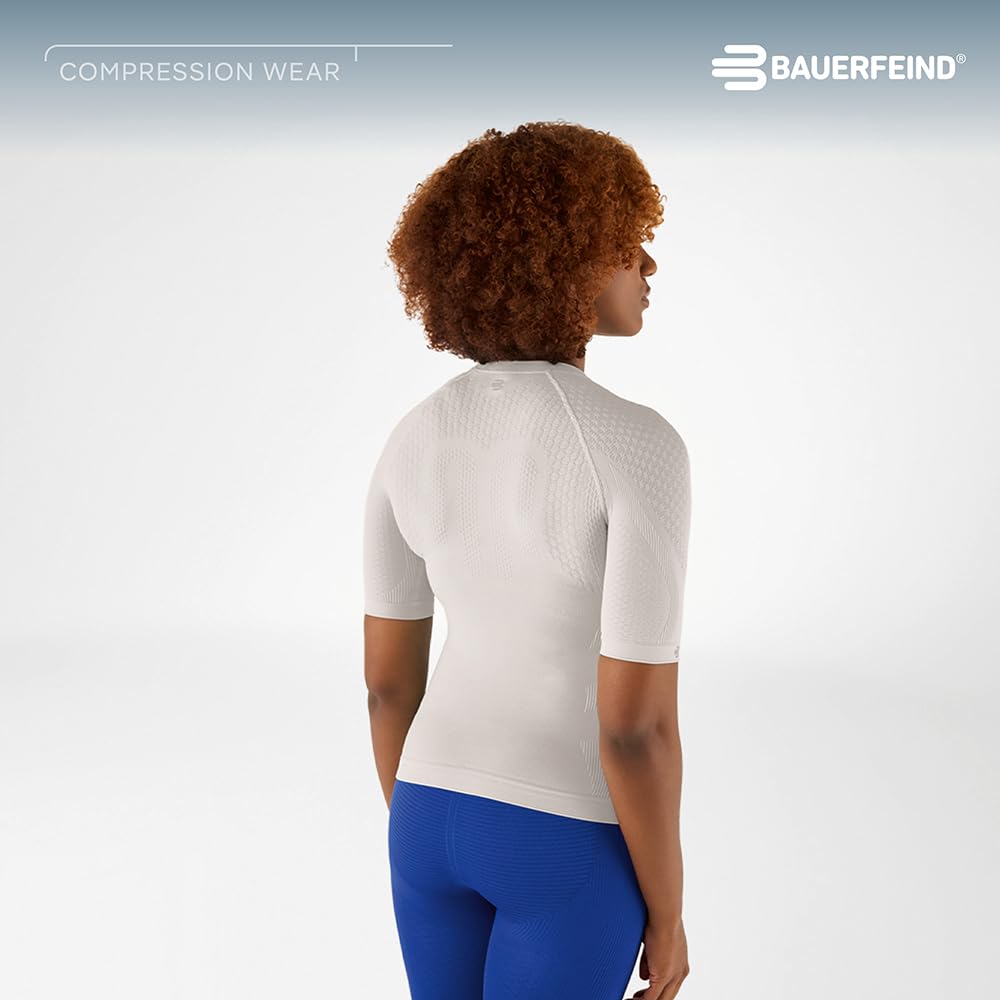 BAUERFEIND Koszulka kompresyjna "Sports Compression Shirt Short Sleeve", koszulka z krótkim rękawem dla kobiet, poprawia krążenie krwi w mięśniach tułowia i ramion, poliamid/elastan