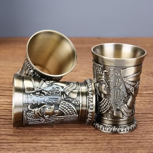 Metal Shot Glasses, with Antique Gold Design, Antique Green, Metal Vintage Egyptian Shot Glass, Egyptian Themed Drinkware, Zinc Alloy Build, for Men, Halloween, Tequila, Whiskey, Family, Friends - Image 3