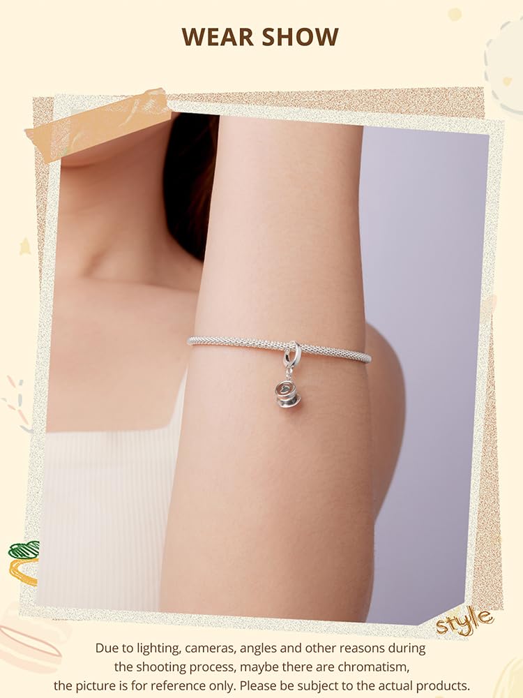 Amore cuore tazza da caffè ciondolo charm argento sterling 925 perla adatta per bracciale Pandora e collana da donna