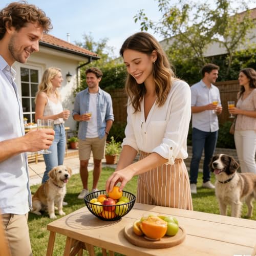 Cuenco para la encimera de cocina en alambre metálico con acabado elegante 7