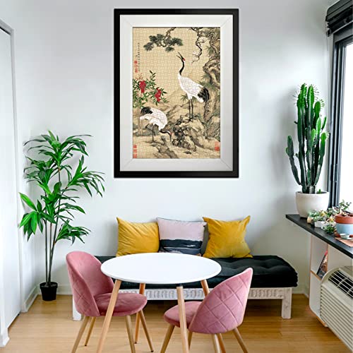 Rompecabezas de Madera para Adultos 1000 piezas Shen Quan Pino Ciruelo y Dos Grullas - Pintura China de Flores y Pájaros miniatura 4