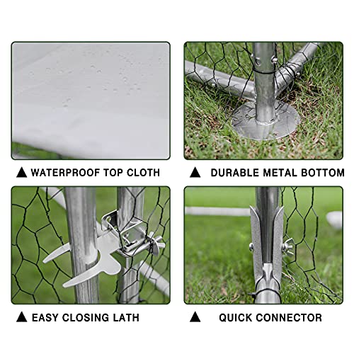 Chicken Coop, Large Metal Chicken Coop Walk In Poultry Cage Hen Run House Rabbits Cage With Waterproof & Anti-Uv Cover, Galvanized Steel Coops For Outdoor Backyard Farm Garden (9.8' X 13.1' X 6.5') #TOP3