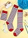 SOMSOC 2 Pairs Kids Red and Light Blue Striped Knee High Socks Toddler Sock Girl Socks Novelty Striped Sock for Boy Girl