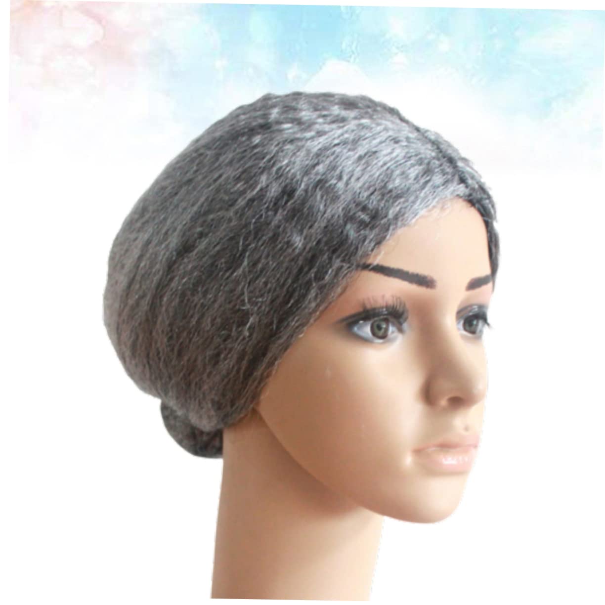 Healeved 3 Stück Graue Grandma Wig mit Dutt für Damen Bequeme Faschingsperücke aus Fasern Wiederverwendbar Geeignet für Halloween Weihnachten Cosplay und Karneval Lustiges Accessoire für