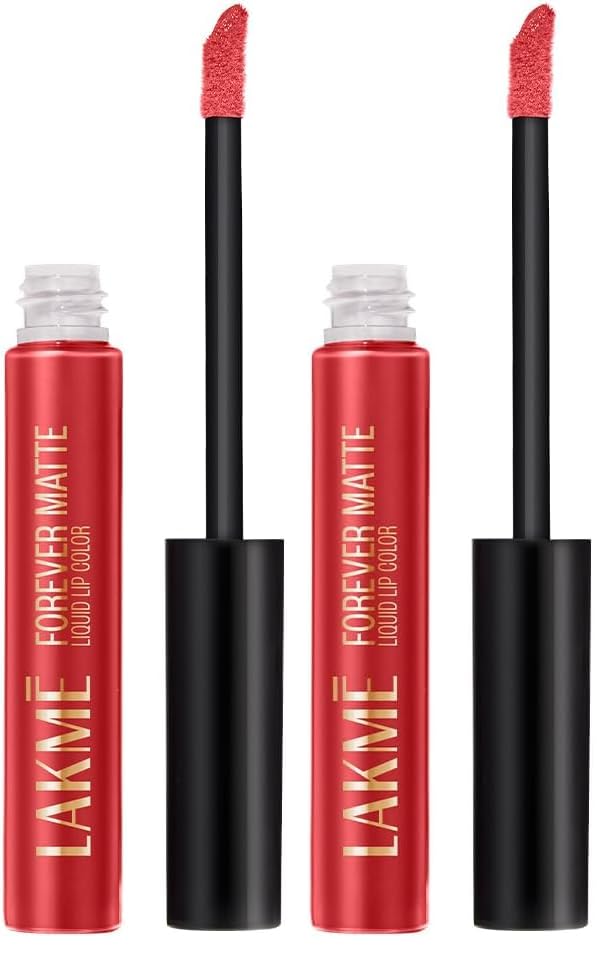 Image of Lakme Forever Matte Liquid Lip Colour, Long-Lasting Liquid Lipstick, Lightweight & Transferproof, Smudgeproof - Pink Salt 5.6ml (Pack of 2)