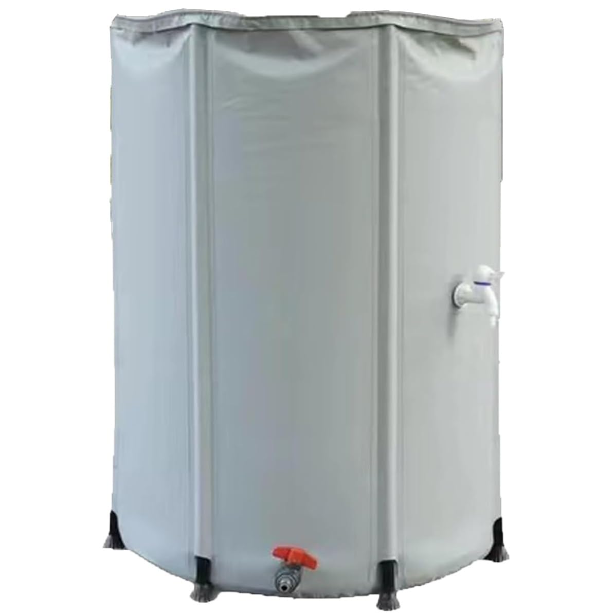 Depósito de agua portátil, colector de agua de lluvia plegable de 50 litros con parte superior de malla, barril de agua de jardín con tapa ER, soporte de drenaje y grifo, ideal para uso en exteriores
