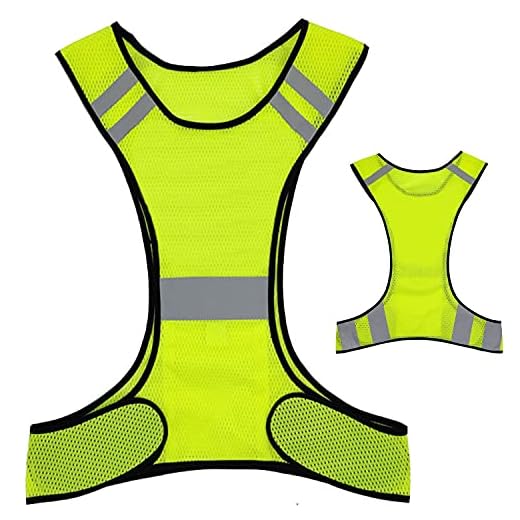 Reflective Night Running Vest with Adjustable Strap & Breathable Holes, Ultrathin Lightweight Safety Vest with 360° High Visibility for Running, Jogging, Cycling, Hiking, Walking, Yellow