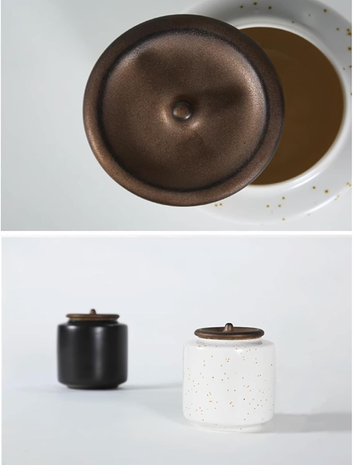 Generisch Teekanister, Keramik-Tee-Aufbewahrungsbehälter | Vorratsdose for Lebensmittel in der Küche, Kaffeedose mit Deckel(White)
