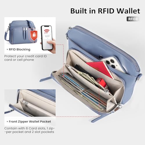 Image of befen Genuine Leather Crossbody Purses for Women, Women's Small Crossbody Shoulder Bag with Built in RFID Wallet
