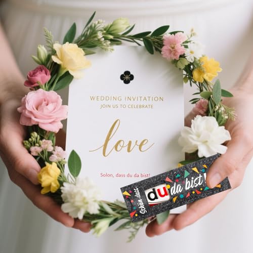 Schön dass du da bist Hülle aus Filz – 30 Stück Schokolade Verpackung als Gastgeschenk für Hochzeit, Taufe, Geburtstag & Konfirmation