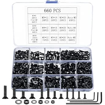 Newlng 945pcs Black Hex Socket Screws M2 M3 M4 M5 Bolts And Nuts Washers Set Black Hexagon Socket With Wrench Assorted Screws