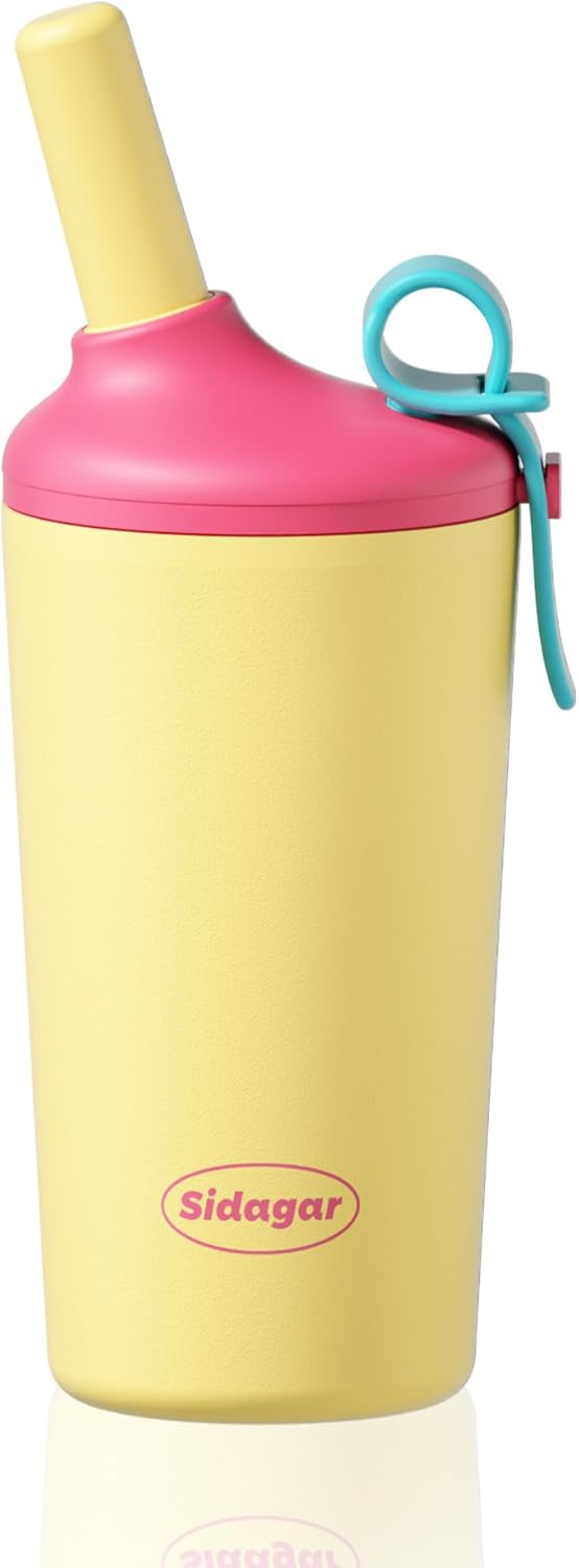 16 oz Coffee Tumbler, Stainless Steel Leak proof Travel Mug, Insulated Coffee cup with Lid and Straw, Drinks Flask for Women yellow
