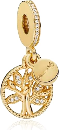 NUNUYAYA Charms Abaloriosde Cuentas Plata de Ley 925 con Circonita Cúbica Gold F