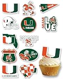 Miami Hurricanes Cupcake Toppers Football Graduation Cake Decor 24 Pc
