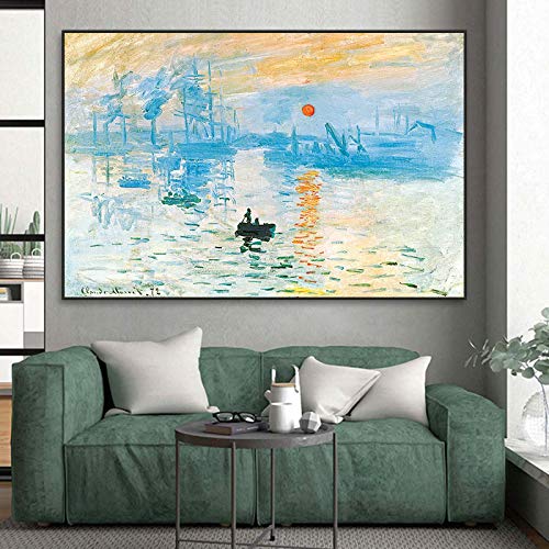 Peinture Monet abstrait pour s'évader au réveil | Impression sur toile déco murale salon 60x80