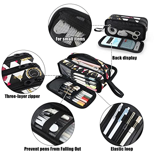 Image of Fustylead Alice Chess Board Pen Pencil Case with Zipper Makeup Pouch Cosmetics Bag Multi-Purpose Travel Bag Office Organizer Box for Boys Girls Teens