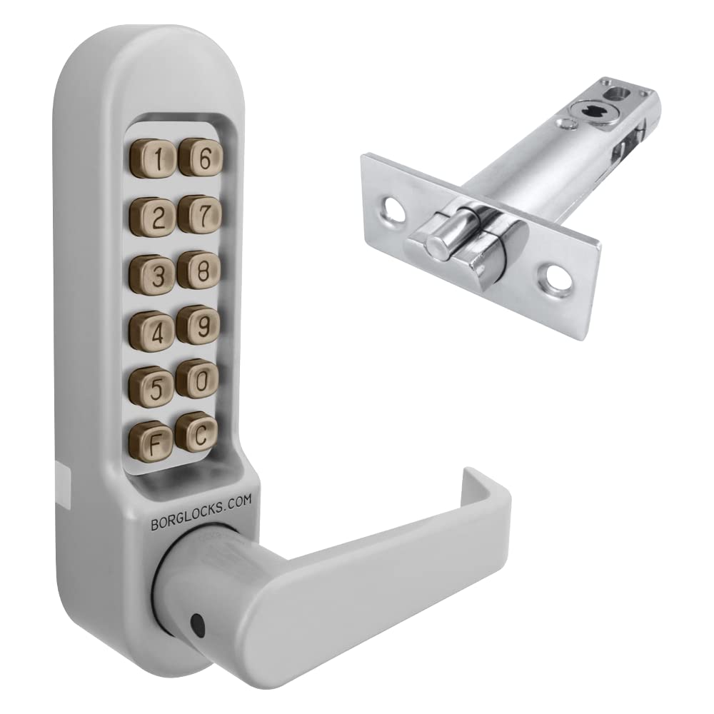 Borg & Beck Steel Borg 5001 (5401) Digital Push Button Door Lock With Holdback In Satin Stainless