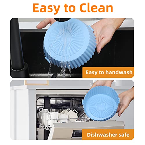 2 Pack Air Fryer Silicone Liner Round 6.5 Inch Reusable Air Fryer Silicone Basket Heat Resistant Easy Cleaning Air Fryers Silicone Pot For 1 To 3.5 Qt For Air Fryer Oven Accessories #TOP4