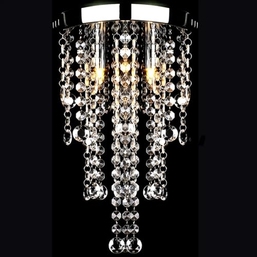 Tidyard lampadaire LED,abats-Jour Plafonnier avec Perles de Cristal Blanc Métal