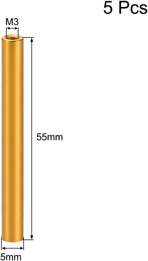 sourcing map 5 Pcs M3x55mm Round Aluminum Standoff Column Spacer Female Golden Tone for Drone FPV Quadcopter Racing RC Multirotors Parts DIY - Image 3