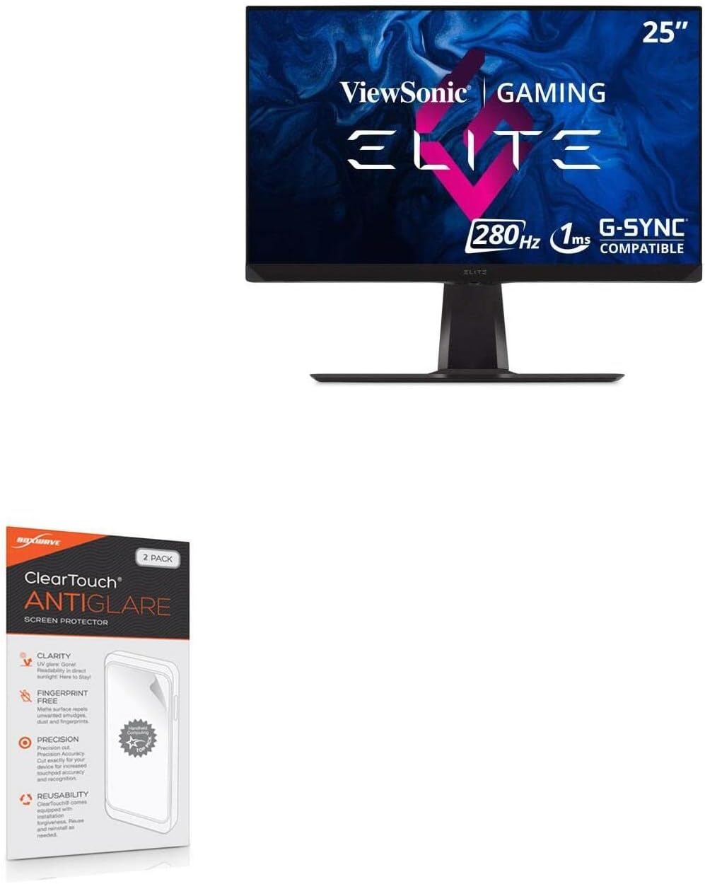 BoxWave Screen Protector Compatible with Viewsonic Elite XG250 (25 in) - ClearTouch Anti-Glare (2-Pack), Anti-Fingerprint Matte Film Skin