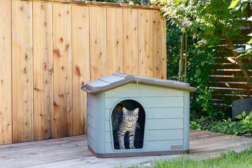 Kerbl Pet casa per gatti Paola Eco, grigio-verde/marrone, 75x59x55 cm, cuccia per gatti, 100% plastica riciclata, cani, gatti - Immagine 2