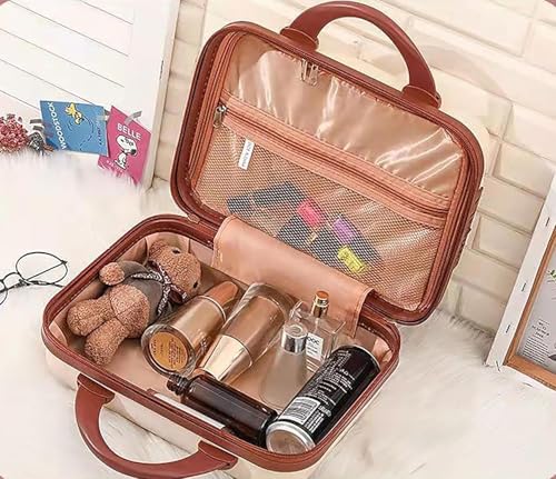 Image of Cute Bear Makeup Vanity Case for Women, Hard Shell Travel Cosmetic Organizer Box with TSA Lock, Portable Makeup Storage Case for Cosmetics, Jewelry & Toiletries, Pink