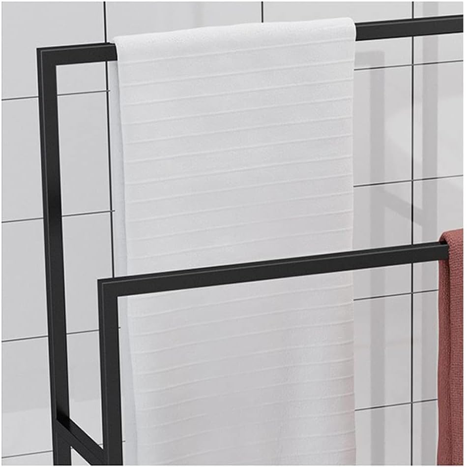Toallero independiente de 2 niveles para baño pequeño, diseño blanco compacto de pie 3