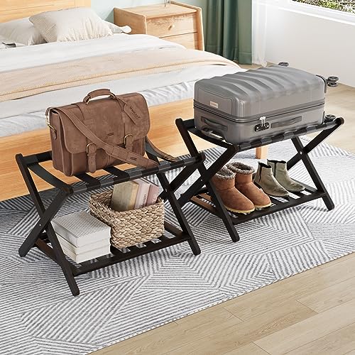 Smuxee Fully Assembled Black Luggage Racks Pack of 2,