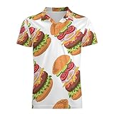 UNMUTTON Cartoon Hamburger Golf Shirts for Men Polo Shirts Quick-Dry Short Sleeve Athletic T-Shirt Tennis Collared Shirt