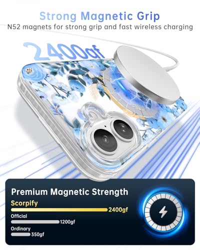 Coque iPhone 16 compatible MagSafe transparente fleurie - 4