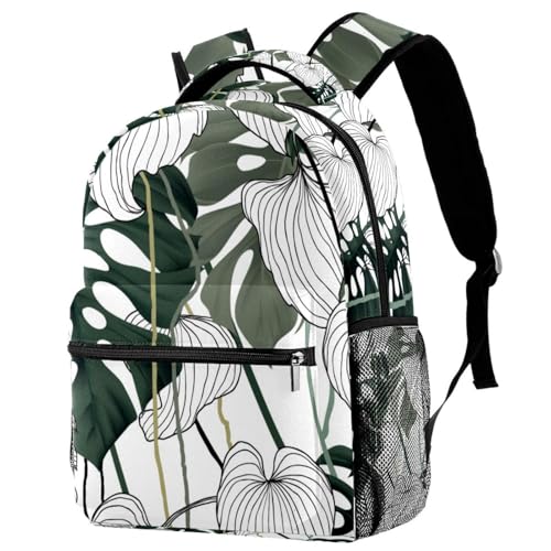 Sac à dos scolaire mixte feuille nordique grand cartable imperméable