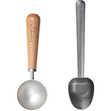 Easyworkz Retro Stainless Steel Coffee Spoon With Black Walnut Handle,10g, Bundled with Long Hollow Handle Coffee Scoop,7g Measuring Spoon for Ground Coffee and Loose Leaf Tea, Vintage