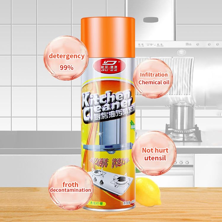 Image of Multipurpose Bubble Foam Cleaner Kitchen Cleaner Spray Oil & Grease Stain Remover Chimney Cleaner Spray Bubble Cleaner All Purpose Foam Degreaser Spray