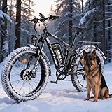 Roomove TUTTIO Adria26 5000W Peak Dual Motor Electric Bike for Adults & E Bike with 52V 25AH, 90+ Mi Range, 26x4 Fat Tire Full Suspension ebike (Black)