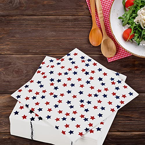 Patriotic Party Supplies 4Th Of July Paper Napkins 60Count 6.5 X 6.5 Inch Americana Stars Cocktail Napkins For Usa Themed Parties,Veterans Day Election Day 4Th Of July Independence Day Decorations #TOP5
