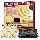 Emitever Dimmable Led Driver, 100W AC 110V-277V to DC 24V Transformer, 5-in-1 Dimming: ELV/MLV/TRIAC / 0-10V / 1-10V / 10V PWM/Potentiometer,UL Listed+3000K 16.4ft Strip Lights,2560LEDS/Reel