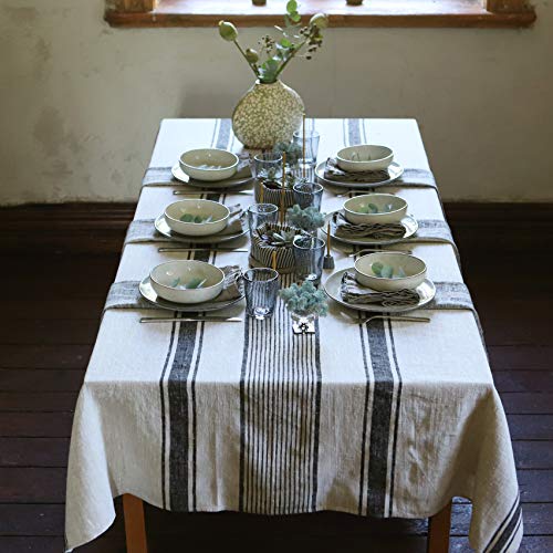 Linenme Provence Tablecloth, 54 X 98, Black #TOP6