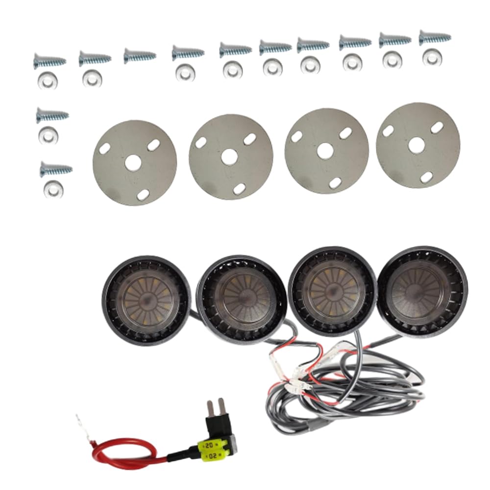 Riloer Samochodowe lampy stroboskopowe, 4 szt. ostrzegawcze światła ostrzegawcze, migające światła kratki, światła ostrzegawcze LED, kompatybilne z Jeep Wrangler JL JLU 2018-2021, przydymiona osłona,