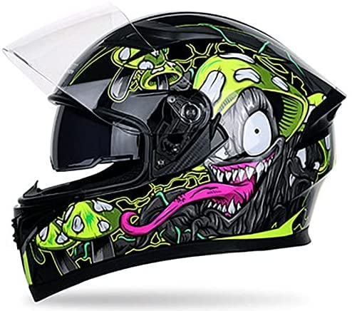 COOBAA Full Face Motorcycle Helmet Motocross Snowmobile Street Bike Helmet with Sun Visor DOT Certified Motorbike Moped Racing Crash Moto Helmet for Adult Youth Men Women(Size:X-Large,Color:A)