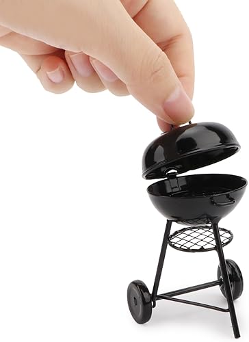 Miniatura BBQ Grill Horno Modelo 1:12 Herramienta de cocina de casa de muñecas Decoración de jardín Accesorios Kicthen Carro de asado Soporte de