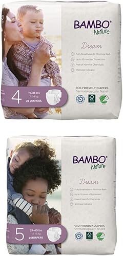 Bambo Nature Pañales ecológicos para bebé, talla 4, 27 unidades y talla 5, 25 unidades
