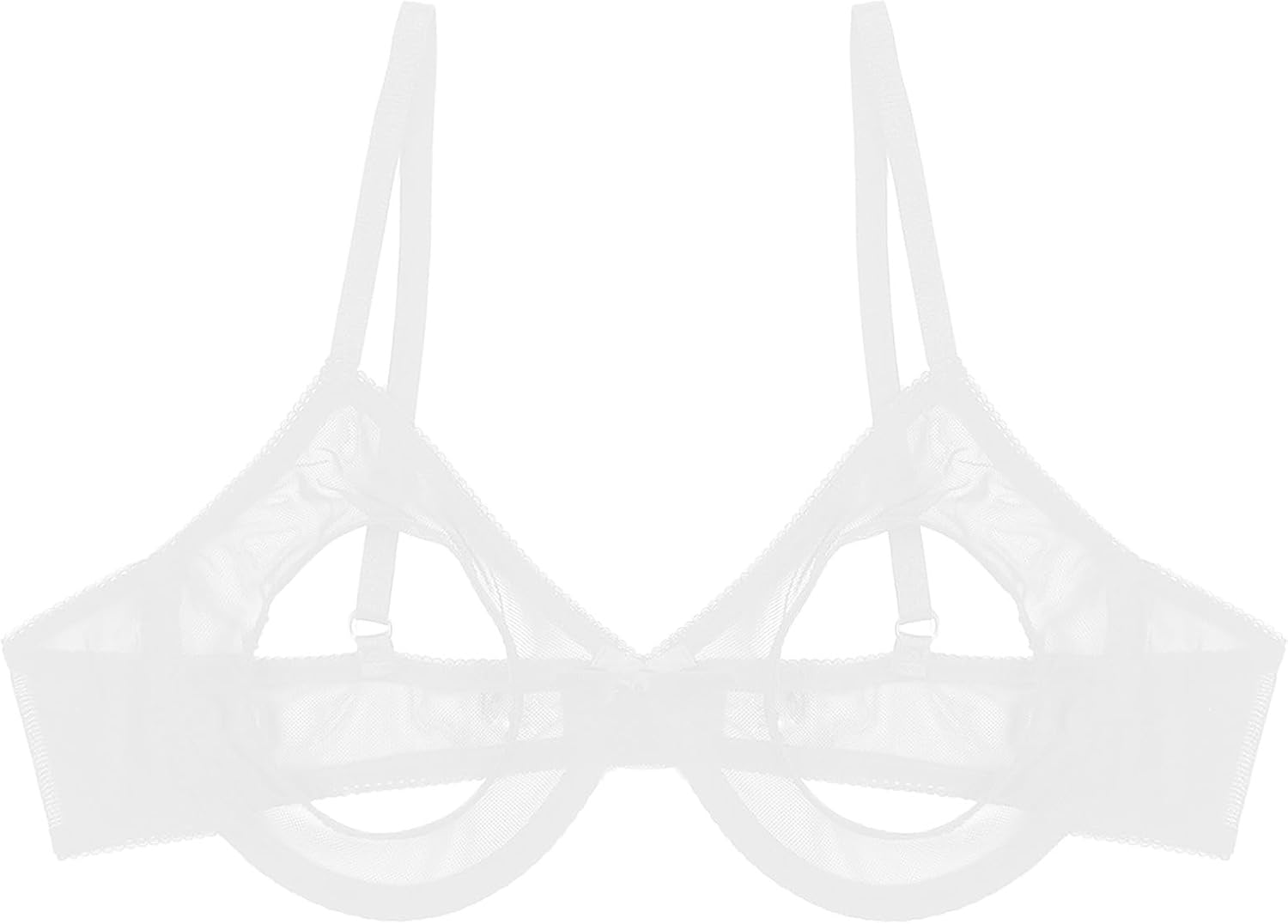 Vxuxlje Women's Sheer Lace Open Cup Shelf Bras Balconette See Through Unlined Bralette Lingerie