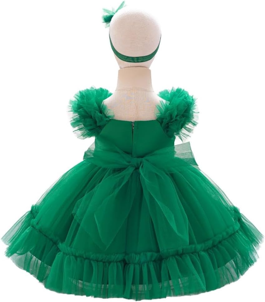Dressy Daisy Baby Girls' Flower Girl Dress Tulle Ball Gown with Headband for Wedding, Party, Pageant or Special Occasions - Image 2