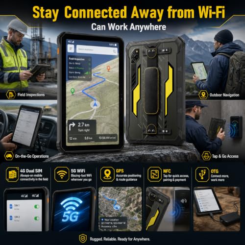 Image of Al Rugged Tablet, 20000mAh, 1100LM Light, 11 In Android Tablets, 24GB+256GB