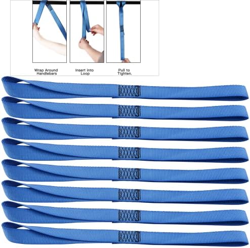 XSTRAP STANDARD Soft Loop Tie-Down Straps - 8PK 1-1/16 x 18 inches - 3600LB Breaking Strength, Loops for Securing Trailering of Bikes, ATV, UTV, Motorcycles, Scooters, Dirt Bikes, Lawn Equipment, Blue