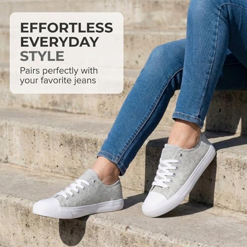 Image of Canvas Shoes for Women, Women's Fashion Sneakers | Casual Low Top, Lace Up, Rubber Sole, Canvas Upper, Cushioned Insole