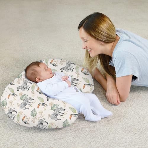 Image of Proliva Feeding Pillow for New Born Baby with Detachable Cover Breast Feedin, Maternity Nursing Pillow for Breastfeeding Set of Support for Baby Feeding Pillow Mom Home (Zebra-Forest-A2)