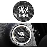 QianBao Compatible with Start Stop Button Cover Carbon Fiber Keyless Car Engine Ignition Switch for Lexus is 200T 250 300 350 RCF RC200T 300 350 NX 200 300 Black
